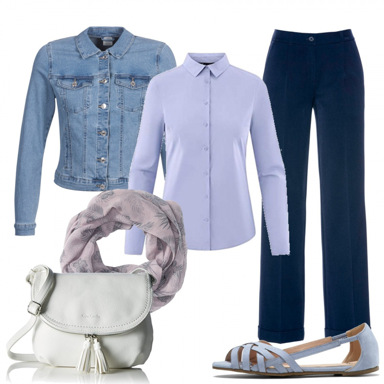 Outfit donna - Basic #12693. Stile Basic per Tutti i giorni. Abbinamento con pantaloni, ballerine, t-shirt, giacche, camicie, borse a tracolla.