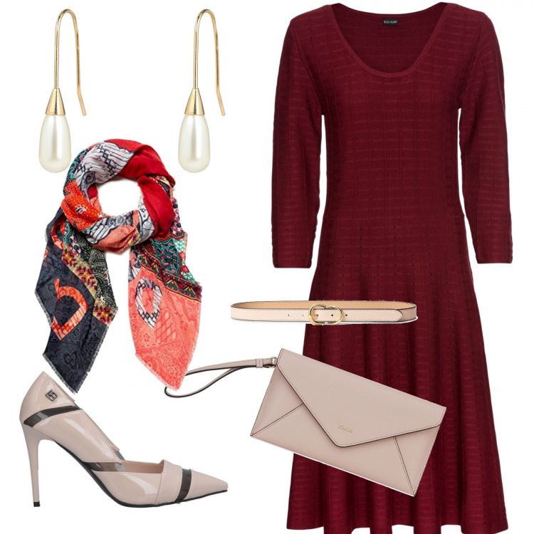Outfit donna - Sexy e eleganze #rosso. Stile Sexy per Ufficio. Abbinamento con décolleté, pochette, orecchini, cinture, vestiti, sciarpe.