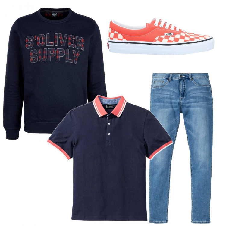 Outfit uomo - Pullover&polo. Stile Casual per Tutti i giorni. Abbinamento con jeans, polo, sneakers, felpe.