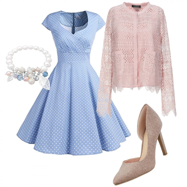 Outfit femme - Pastel pour pâques. Style Tendance pour Cérémonie. Assortir avec robes sans manches, chaussures à talon, bracelets, blazers.