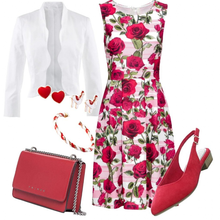 Outfit donna - A passeggiare sotto ai Tigli. Stile Bon Ton per Serata fuori. Abbinamento con costumi interi, vestiti, blazer, scarpe col tacco, borse a spalla.