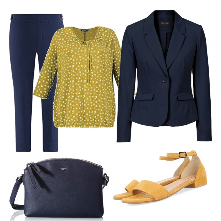 Outfit donna - Trendy #22839. Stile Trendy per Tutti i giorni. Abbinamento con blazer, camicie, pantaloni, sandali, borse a tracolla.