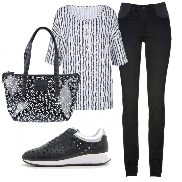 Outfit donna - Basic #13550. Stile Basic per Tutti i giorni. Abbinamento con jeans skinny, pullovers, borse a mano, sneakers.