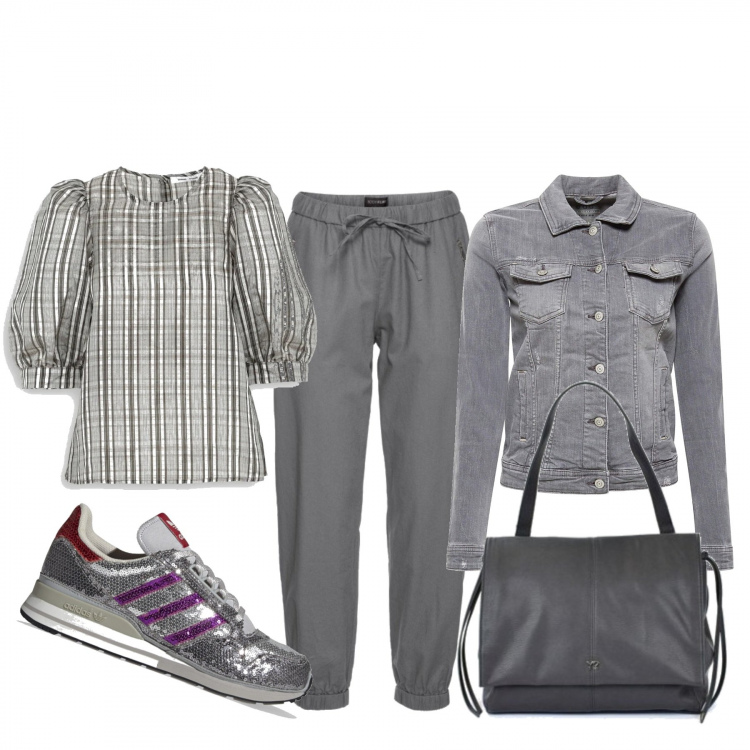 Outfit donna - Basic #13688. Stile Basic per Tutti i giorni. Abbinamento con pantaloni, borse a spalla, sneakers, blazer, bluse.