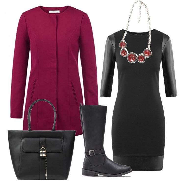 Outfit donna - Basic #13800. Stile Basic per Tutti i giorni. Abbinamento con stivali, borse a mano, collane, cappotti, vestiti.