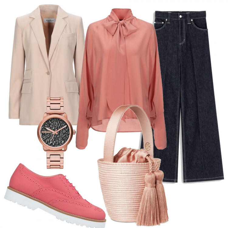 Outfit donna - La mini bag. Stile Trendy per Tutti i giorni. Abbinamento con scarpe stringate, camicie, blazer, orologi analogici, borse a mano, jeans.