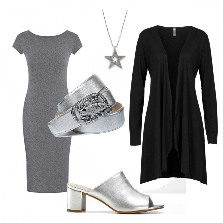 Outfit donna - Chic anche a casa!. Stile Chic per Tutti i giorni. Abbinamento con cardigans, ciabatte, ciondoli, vestiti midi/longuette, cinture.