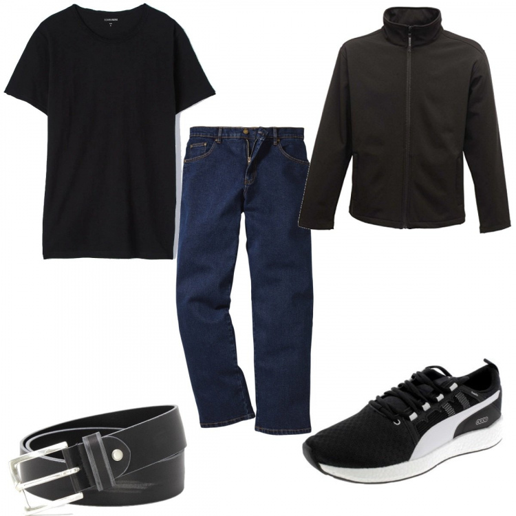 Outfit uomo - Casual in jeans. Stile Casual per Tutti i giorni. Abbinamento con jeans dritti, t-shirt, sneakers, cinture, giacche.