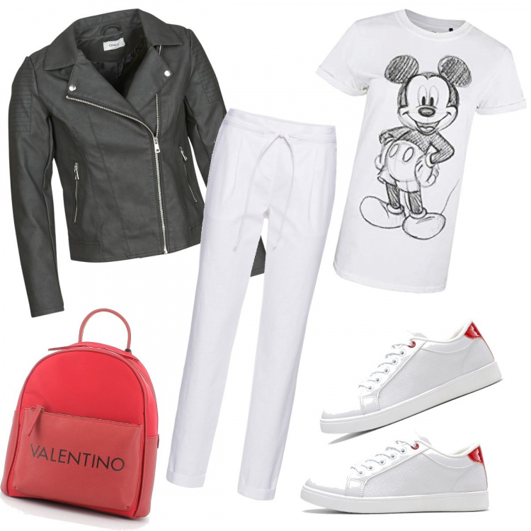 Outfit donna - Urban #8220. Stile Urban per Tutti i giorni. Abbinamento con pantaloni, sneakers, blazer, zaini, t-shirt.
