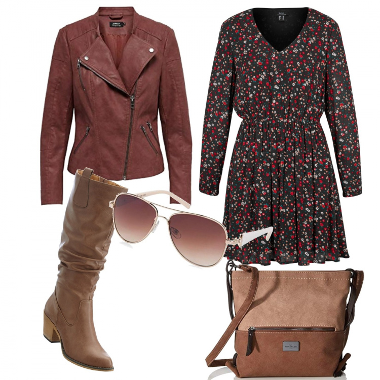 Outfit donna - Trendy #24897. Stile Trendy per Tutti i giorni. Abbinamento con stivali, vestiti, blazer, borse a tracolla, occhiali da sole.