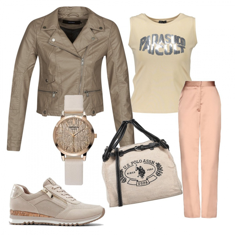 Outfit donna - Basic look!. Stile Basic per Tutti i giorni. Abbinamento con sneakers, pantaloni, borse a mano, blazer, orologi analogici, canottiere.
