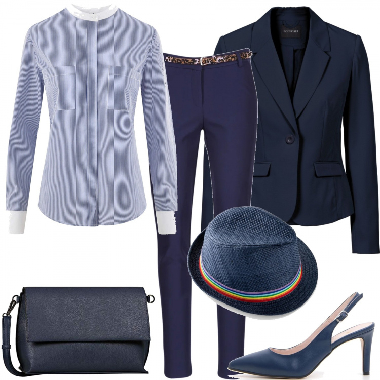 Outfit donna - Ti chiamo appena arrivo. Stile Trendy per Tutti i giorni. Abbinamento con blazer, cappelli, pantaloni, camicie, décolleté, borse a tracolla.