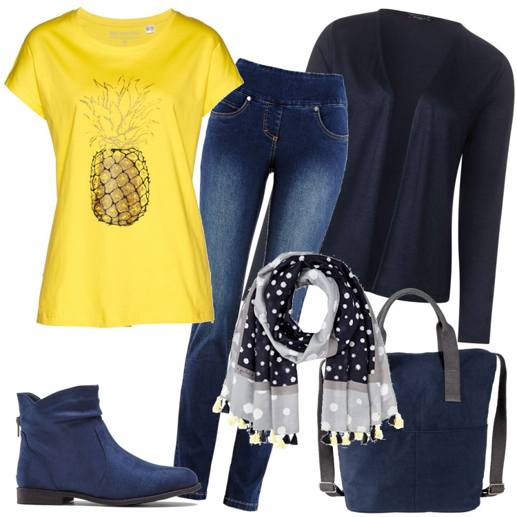 Outfit donna - Elettrizzante. Stile Trendy per Tutti i giorni. Abbinamento con stivaletti, jeans slim fit, maglieria, zaini, cardigans, sciarpe.