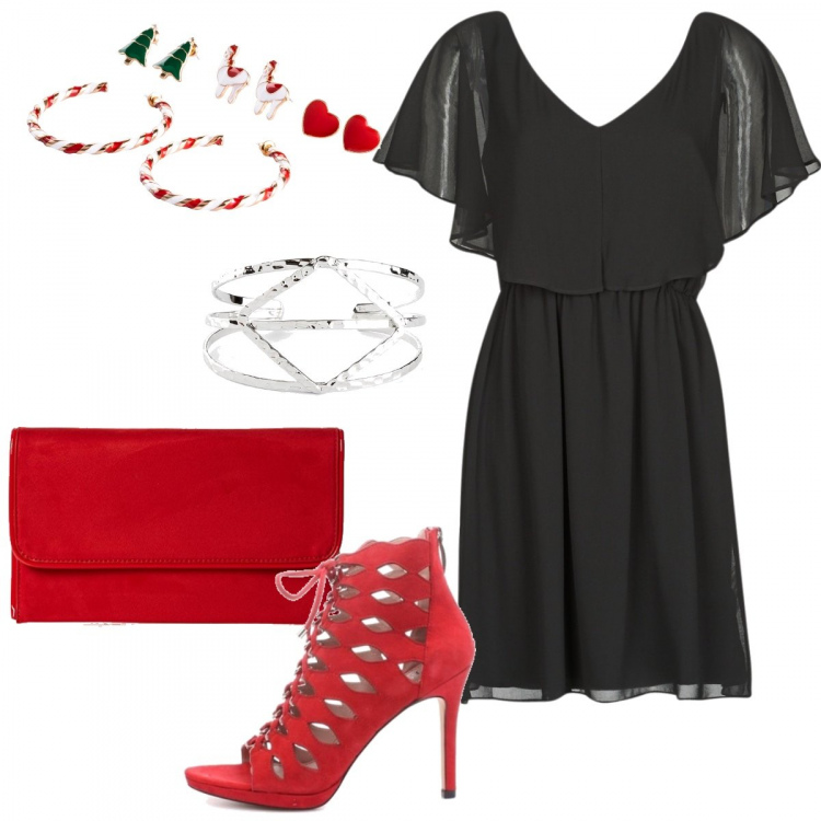 Outfit donna - Trendy #26173. Stile Trendy per Serata fuori. Abbinamento con costumi interi, top, vestiti corti, sandali col tacco, pochette.