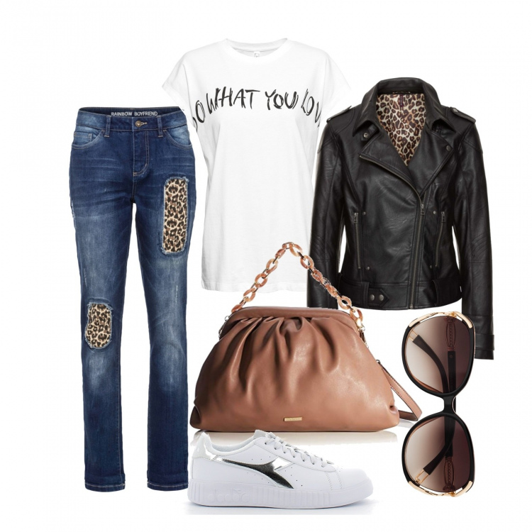 Outfit donna - Happy days. Stile Urban per Tutti i giorni. Abbinamento con occhiali da sole, maglieria, cappotti, jeans boyfriend, sneakers, borse a mano.