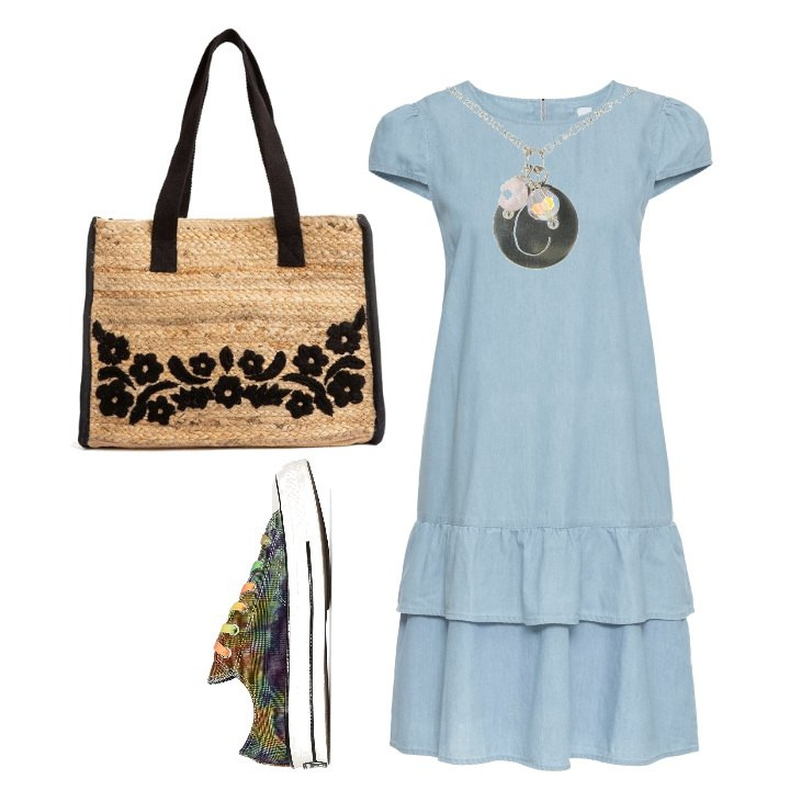 Outfit mujer - De vuelta. Estilo Basic para Todos los días. Combinación con colgantes, vestidos, sneakers, bolsos de mano.