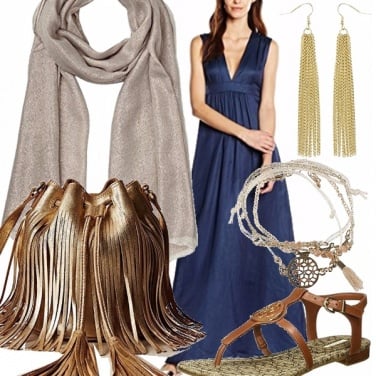 Outfit Blu, oro e ...frange
