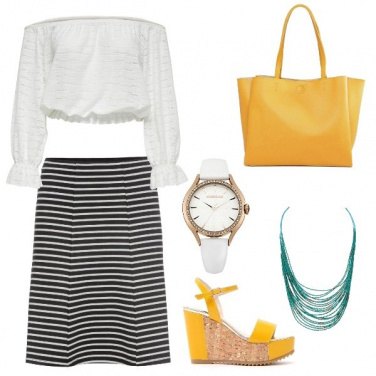Outfit Giallo e righe