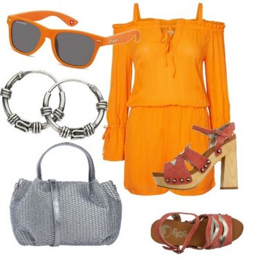 Outfit Arancio e metallo