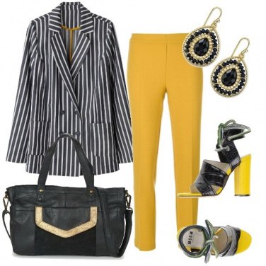 Outfit Giallo lime e righe