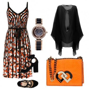 Outfit Pura eleganza in nero e arancio