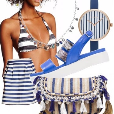 Outfit Lido party: tema righe