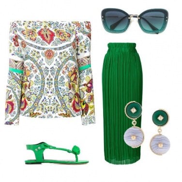 Outfit Verde plissè