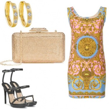 Outfit Versace oro azzurro
