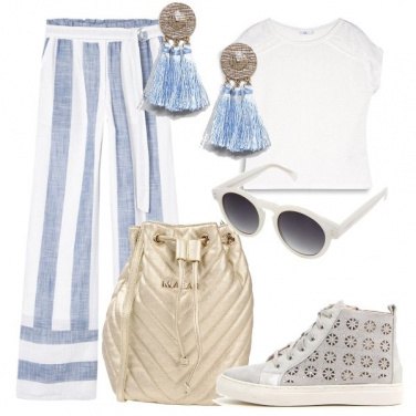 Outfit Pantaloni a righe larghe