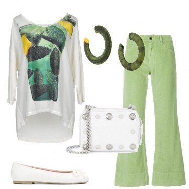 Outfit Pantaloni a zampa verdi