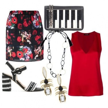 Outfit Chic con la gonna a fiori