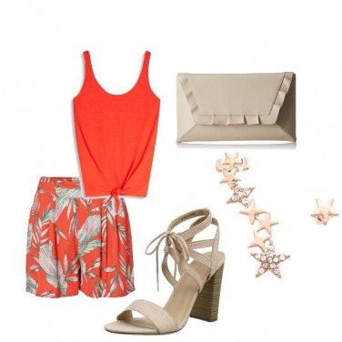 Outfit Arancio e beige