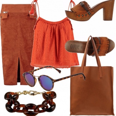 Outfit Arancio e marrone