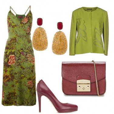 Outfit Eleganza bordeaux e oliva
