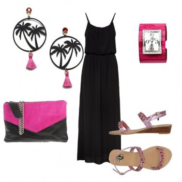 Outfit A passeggio in Nero e Fuxia