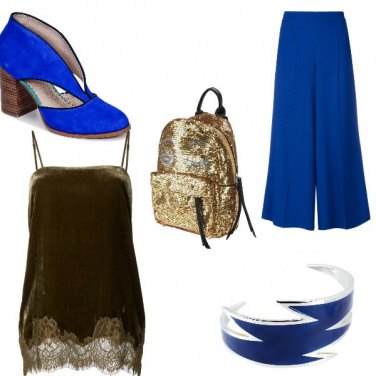 Outfit Blu e oro