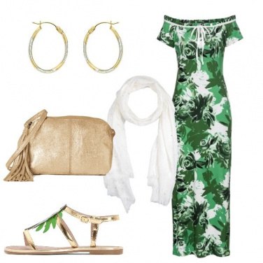 Outfit Serata in verde e oro