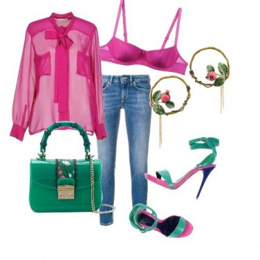 Outfit Green & fucsia