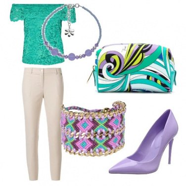 Outfit Verde e viola