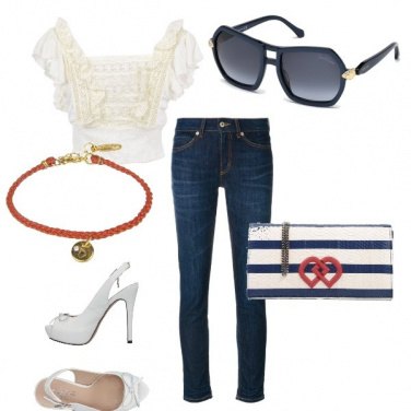 Outfit Blu e bianco con le amiche