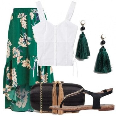 Outfit Verde nero e fiori