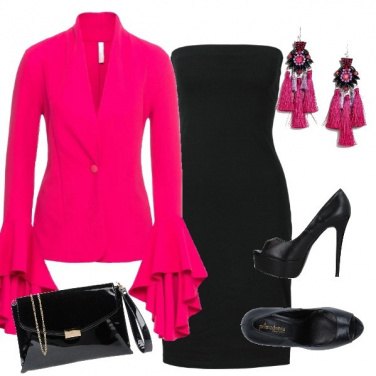 Outfit Nero e fucsia
