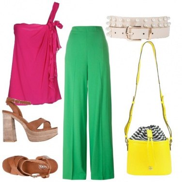 Outfit Verde e rosa