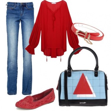 Outfit Denim e rosso