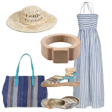 Outfit Il vestito a righe in lino