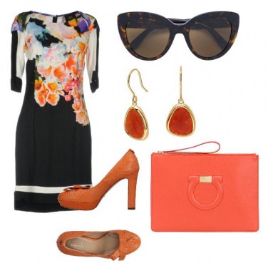 Outfit Nero e arancio bon ton