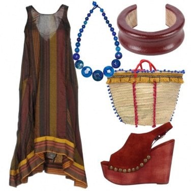 Outfit I colori della terra con focus blu