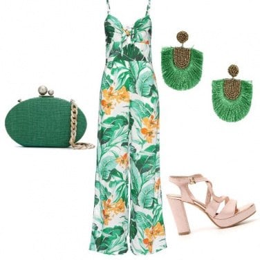 Outfit Green floreale
