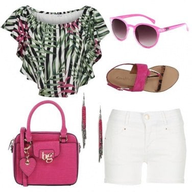 Outfit Top crop tropicale