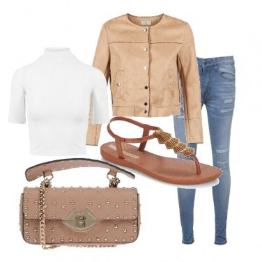 Outfit Crop top bianco